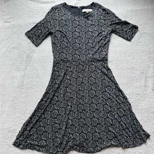 LOFT Black and Gray Paisley Dress